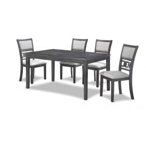 New Classic Furniture - Gia 5-Piece Wood Rectangle Dining Set, 1 Table And 4 Chairs, 60 Inch, Gray - D1701-160-GRY