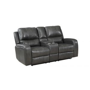 New Classic Furniture - Linton Leather Console Loveseat W/ Pwr Fr-Gray - L1721-25P1-DGR