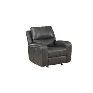 New Classic Furniture - Linton Leather Glider Recliner W/ Pwr Fr-Gray - L1721-13P1-DGR