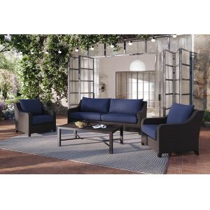 New Classic Furniture - Skye Outdoor Patio Conversation 4 Pc Set-Sofa, 2 Chairs, Coffee Table-Blue - 60-807C-4P