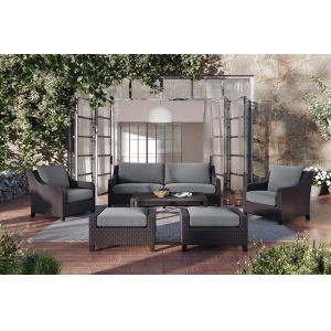 New Classic Furniture - Skye Outdoor Patio Conversation  6 Pc Set-Sofa, 2 Chairs, 2 Ottoman, Coffee Table-Gray - 60-807G-6P