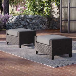 New Classic Furniture - Skye Outdoor Patio Footstools,  Set Of 2 Ottomans-Gray - G807G-19S