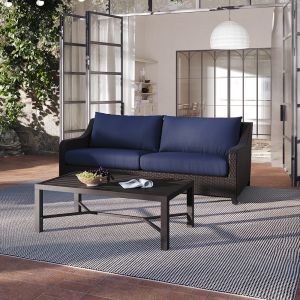 New Classic Furniture - Skye Outdoor Patio Furniture 2 Pc Set -Sofa And Slat Top Coffee Table Set-Blue - G807C-30S