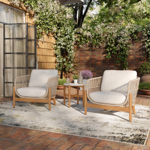 New Classic Furniture - Solstice Outdoor Rope & Solid Wood Patio Club Chairs (Set Of Two) -Linen Beige - 60-823-2P