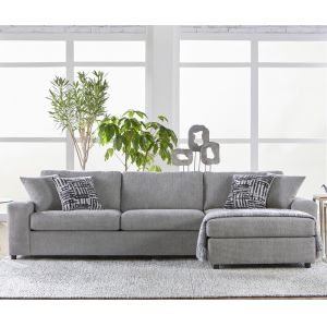 New Classic Furniture - Tristan Laf Loveseat and Raf Chaise With Accent Pillows-Shadow Gray - U1460-20L-SHW_U1460-17R-SHW