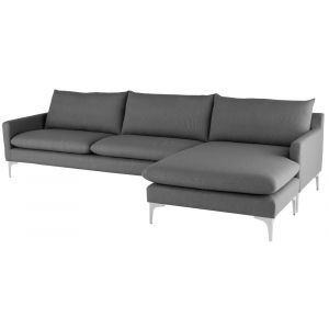 Nuevo - Anders Sectional Sofa Slate Grey With Brushed Stainless Legs - HGSC230