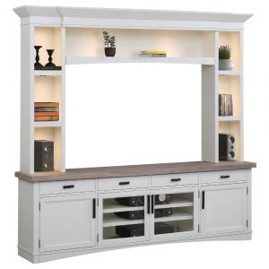 Parker House - Americana Modern 92 in. TV Console with Hutch and LED Lights in Cotton - AME92-3-COT