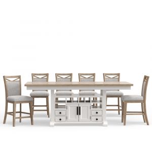 Parker House -  Americana Modern Dining Island Counter Height Table with 6 upholstered chairs - DAME-7PC-72CTR-2226-COT