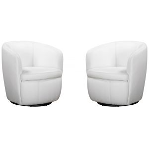 Parker House -  Barolo - Snow 100% Italian Leather Swivel Club Chair (Set of 2) - SBAR#912S-2-SNOW