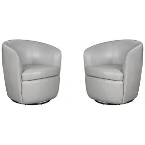 Parker House -  Barolo - Steamboat Ice 100% Italian Leather Swivel Club Chair (Set of 2) - SBAR#912S-2-STIC