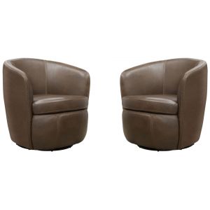 Parker House -  Barolo - Vintage Brown 100% Italian Leather Swivel Club Chair (Set of 2) - SBAR#912S-2-VGBR