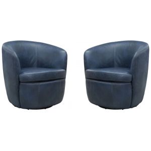 Parker House -  Barolo - Vintage Navy 100% Italian Leather Swivel Club Chair (Set of 2) - SBAR#912S-2-VGNV