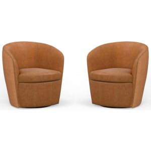 Parker House -  Barolo - Vintage Saddle 100% Italian Leather Swivel Club Chair (Set of 2) - SBAR#912S-2-VGSA