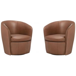 Parker House -  Barolo - Vintage Whiskey 100% Italian Leather Swivel Club Chair (Set of 2) - SBAR#912S-2-VGWK