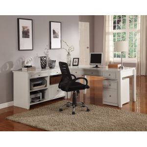 Parker House - Boca 4PC L Shaped Desk And Credenza Set in Cottage White