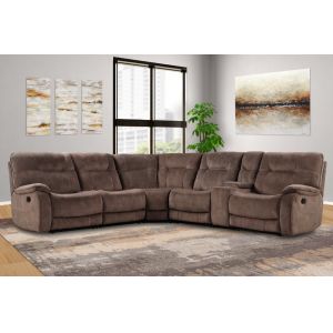 Parker House - Cooper Shadow Brown 6 Pc Manual Reclining Sectional with Entertainment Console - MCOO-PACKA-SBR