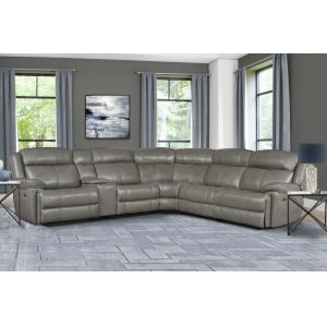 Parker House - Eclipse Florence Heron 6 Pc Power Reclining Sectional with Power Headrests and Entertainment Console - MECL-PACKA(H)-FHE