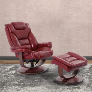 Parker House - Monarch Manual Reclining Swivel Chair and Ottoman in Rouge - MMON212S-ROU