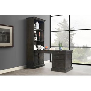 Parker House - Shoreham - Medium Roast Bookcase with Peninsula Desk - SHO-3PC-LIB-DESK-MDR