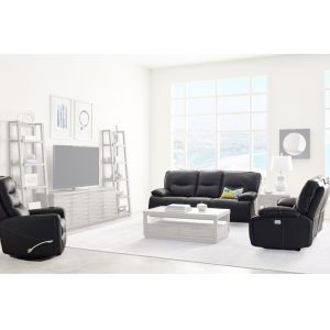 Parker House - Spartacus - Black Power Reclining Sofa Loveseat and Recliner - MSPA-321PH-BLC