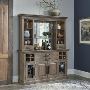 Parker House - Sundance Dining - Sandstone 2pc 66 in. Buffet and Bar Display Hutch with Quartz Insert - DSUN#66-2-SS