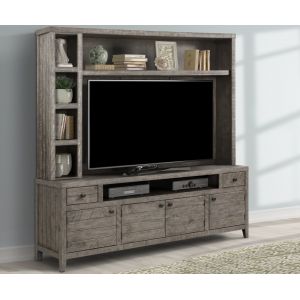 Parker House - Tempe Grey Stone 84 in. TV Console with Hutch and Back Panel - TEM84-2-GST