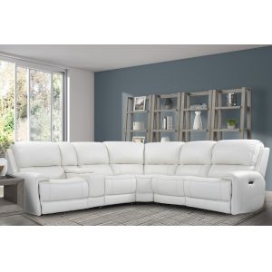 Parker House - Empire - Verona Ivory 6 Piece Modular Power Reclining Sectional with Power Headrests and Entertainment Console - MEMP-PACKA(H)-VIV