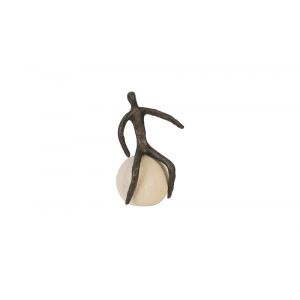 Phillips Collection - Abstract Figure on Bleached Wood Base, Bronze Finish, Left Arm Down - TH96038