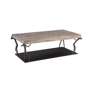 Phillips Collection - Atlas Coffee Table, Chamcha Wood, Gray Stone Finish, Metal - TH100838