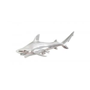 Phillips Collection - Black Tip Reef Shark Wall Sculpture, Resin, Silver Leaf - PH63680