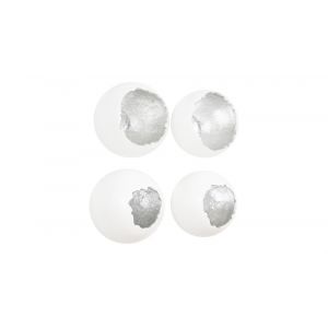 Phillips Collection - Broken Egg Wall Art, White and Silver Leaf (Set of 4) - PH67625