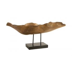 Phillips Collection - Carved Leaf Sculpture on Stand, Mahogany - ID83700