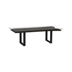 Phillips Collection - Chainsaw Dining Table with Glass, Burnt Black, Black Iron U Legs - TH97704
