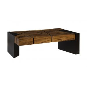 Phillips Collection - Criss Cross Coffee Table on Black Iron Legs, Chamcha Wood - TH84117