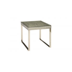 Phillips Collection - Driftwood Side Table, Wood, Glass, Stainless Steel Base, Scaff Finish - PH84445