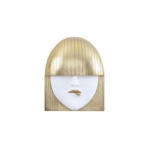 Phillips Collection - Fashion Faces Wall Art, Large, Pout, White and Gold Leaf - PH101926