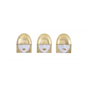 Phillips Collection - Fashion Faces Wall Art, Small, White and Gold Leaf (Set of 3) - PH101929