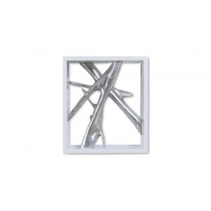 Phillips Collection - Framed Branches Wall Tile, White, Silver Leaf - PH63690