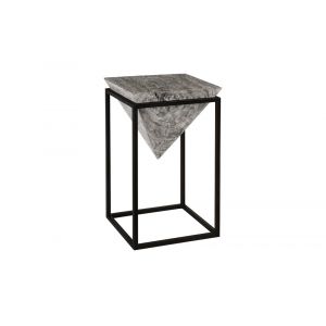 Phillips Collection - Inverted Pyramid Side Table, Gray Stone, Wood/Metal, Black, LG - TH99492