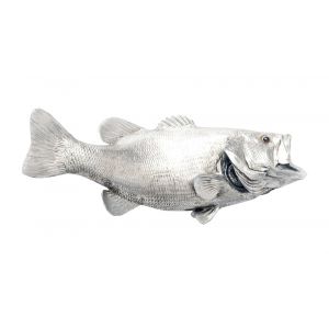 Phillips Collection - Large Mouth Bass Fish Wall Sculpture, Resin, Silver Leaf - PH66570