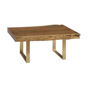 Phillips Collection - Molten Coffee Table Poured Brass in Wood, Brass Legs, SM - IN93152