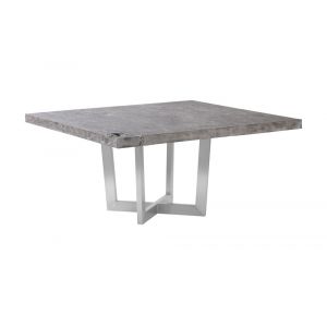 Phillips Collection - Origins Dining Table, Gray Stone, Square, Brushed Stainless Steel Base - TH103802