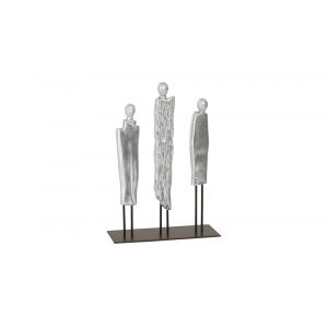 Phillips Collection - Robed Monk Trio Sculpture, Silver Leaf - PH97019