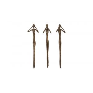 Phillips Collection - See, Speak, Hear No Evil Wall Art, Resin, Bronze, Set Of 3 - PH96052