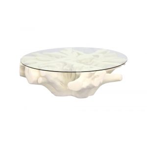 Phillips Collection - Sono Cast Root Coffee Table, With Glass, Roman Stone - PH83595