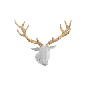 Phillips Collection - Stag Deer Head, White, Gold Leaf - PH67604