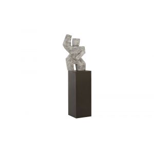 Phillips Collection - Tai Chi Arm Up Sculpture on Pedestal, Gray Stone Finish, Black - TH94536