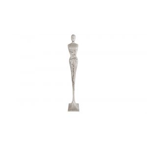 Phillips Collection - Tall Chiseled Female Sculpture, Resin, Silver Leaf - PH76688