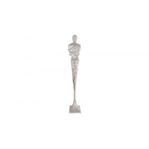 Phillips Collection - Tall Chiseled Male Sculpture, Resin, Silver Leaf - PH76687