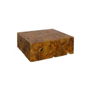 Phillips Collection - Teak Slice Coffee Table, Square, Warm Teak Red Finish - ID113442